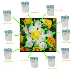 baby shower bouquet gateau de couches jaune