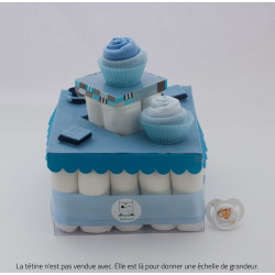 Gâteau de couches pour baby shower : Bleu bébé garçon