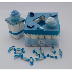 Gâteau de couches pour baby shower : Bleu bébé garçon