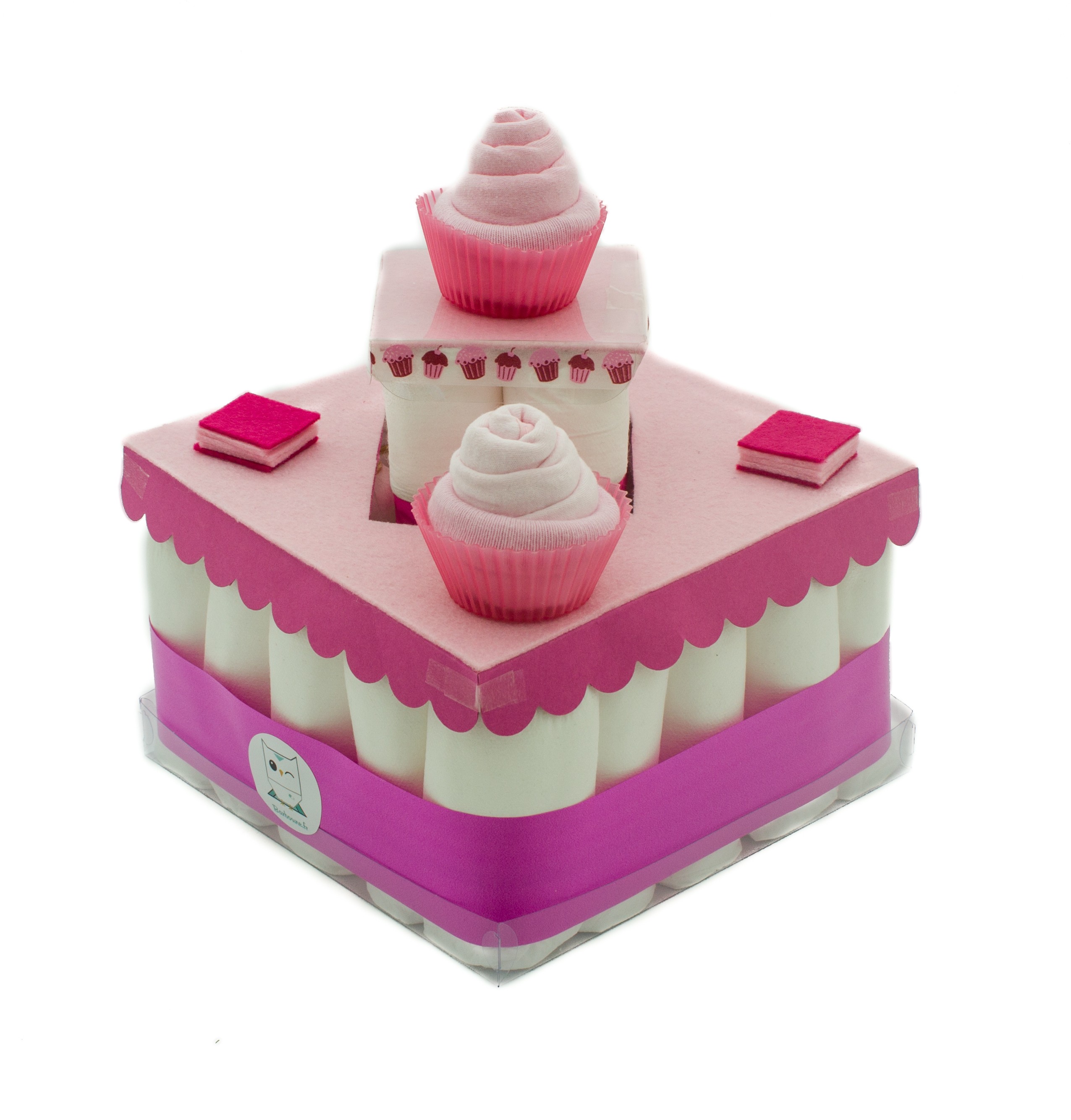 Gateau De Couches Rose Bebe Fille Baby Shower Et Cadeau Naissance
